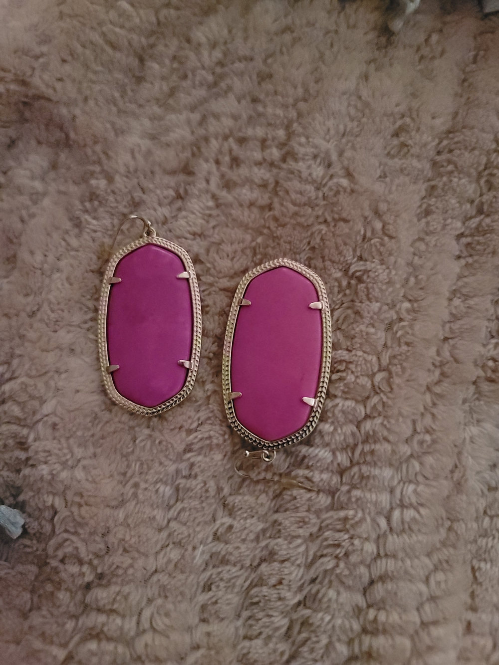 Kendra Scott Hot Pink Oval Drop Earrings with Gold Frame